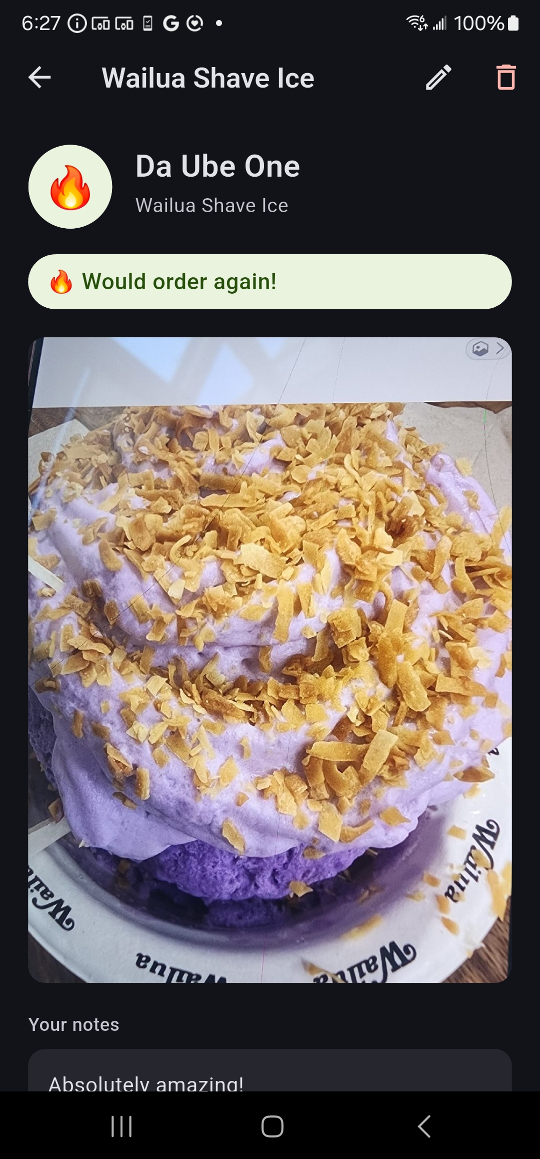 Dish detail with photo